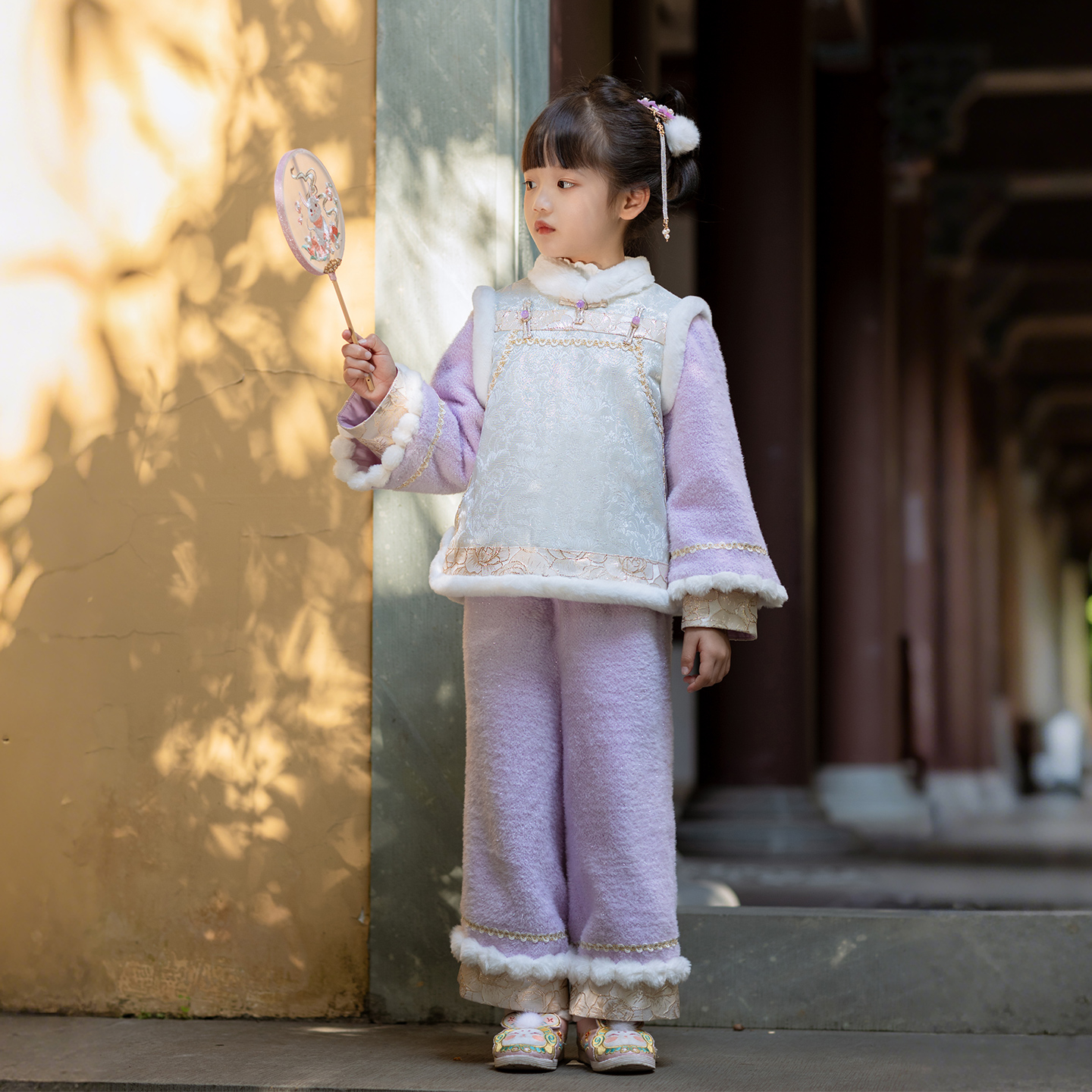 西子问【紫薰】汉服童冬季新品拜年服重工古风改良套装