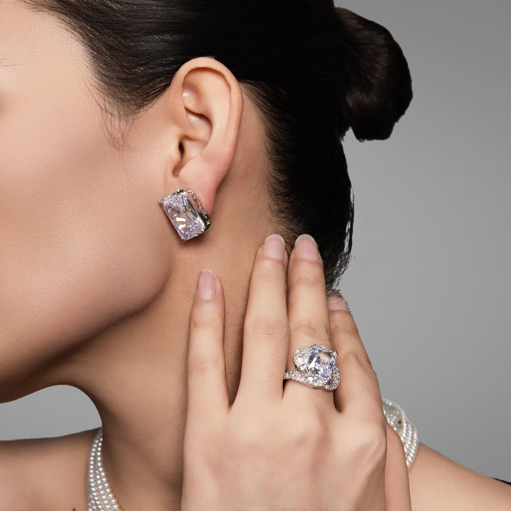 铜合金锆石耳饰 BoshiQ凡尔赛宫系列方糖系列戒指耳环