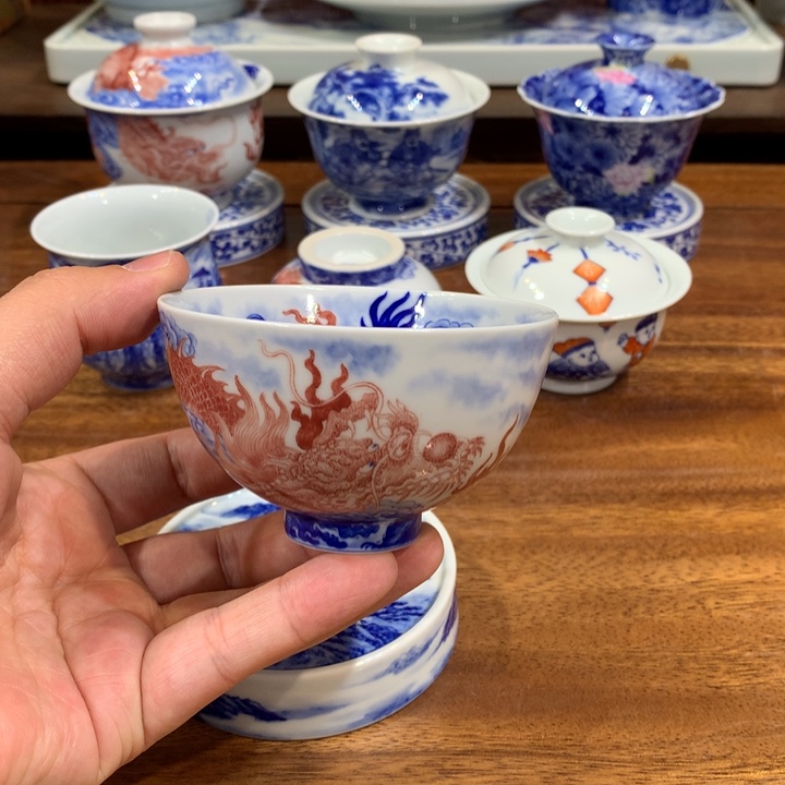 自成堂柴窑 釉里红龙纹