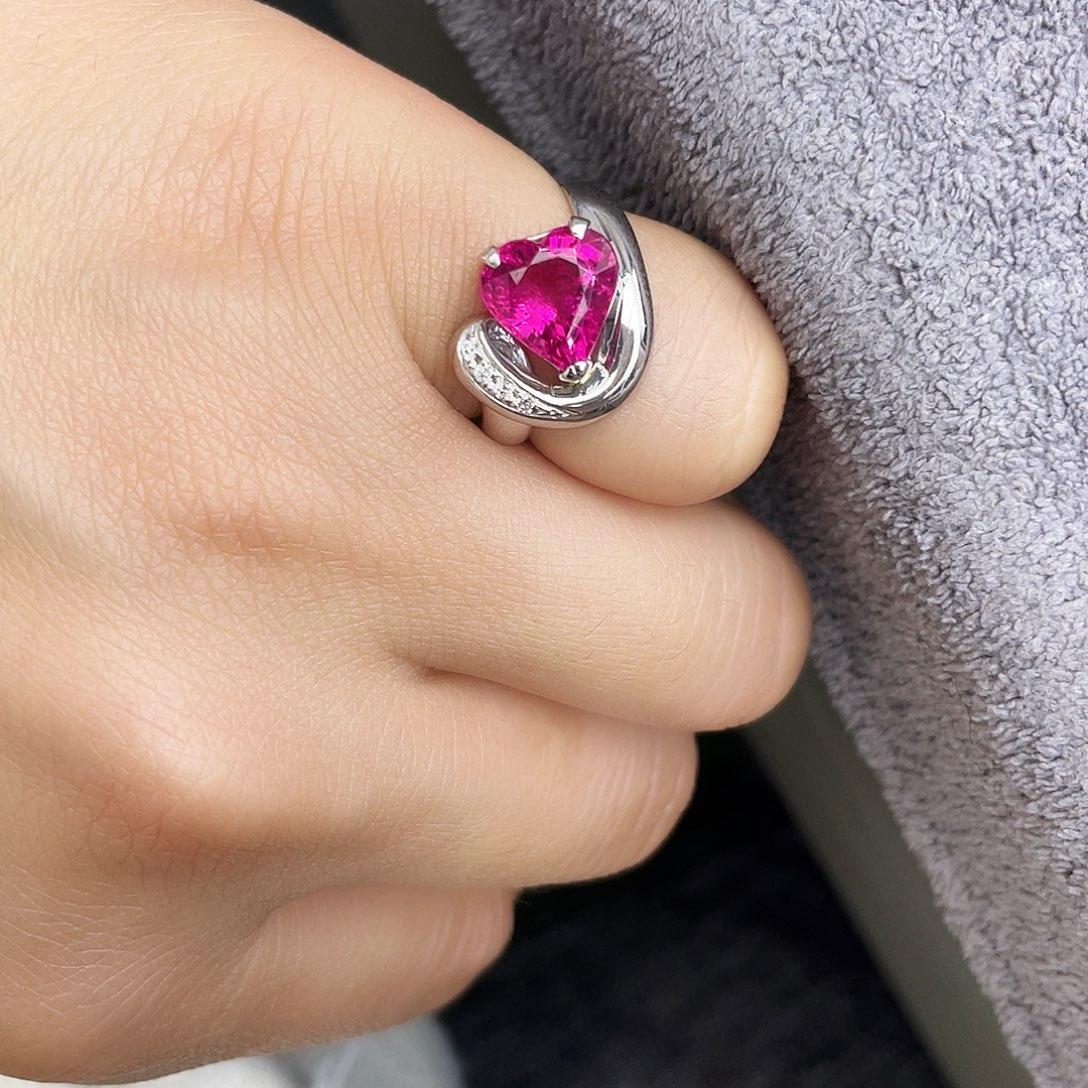 碧玺戒指铂Pt850镶嵌主石2.89Ct