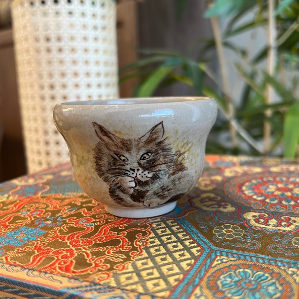 建水紫陶/御兑居/釉中彩开片/猫猫葫芦杯100cc