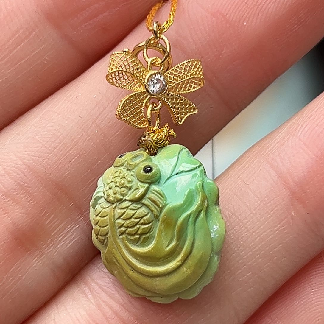 绿松石珠宝奇石18K金镶嵌