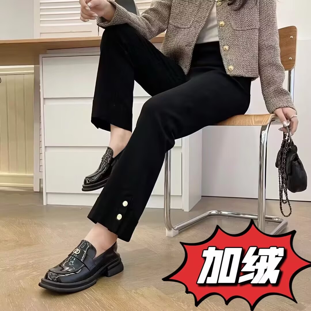 大码don加绒加厚高腰高弹休闲裤黑色小黑裤烟管裤5108