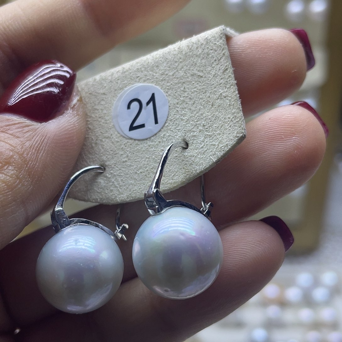 淡水珍珠耳饰银S925镶嵌