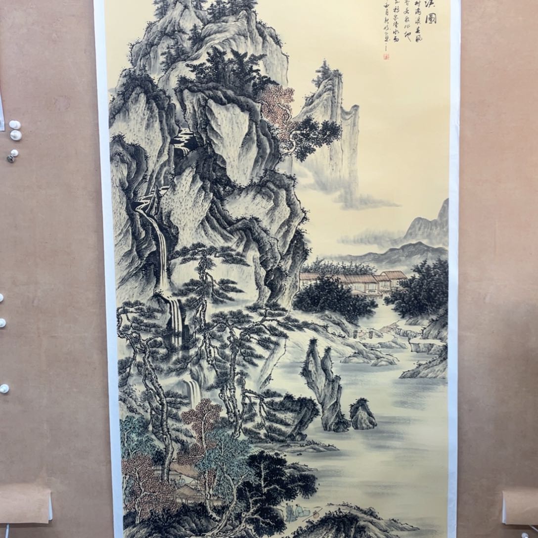 国画手绘国画大六尺仿古山水放漏