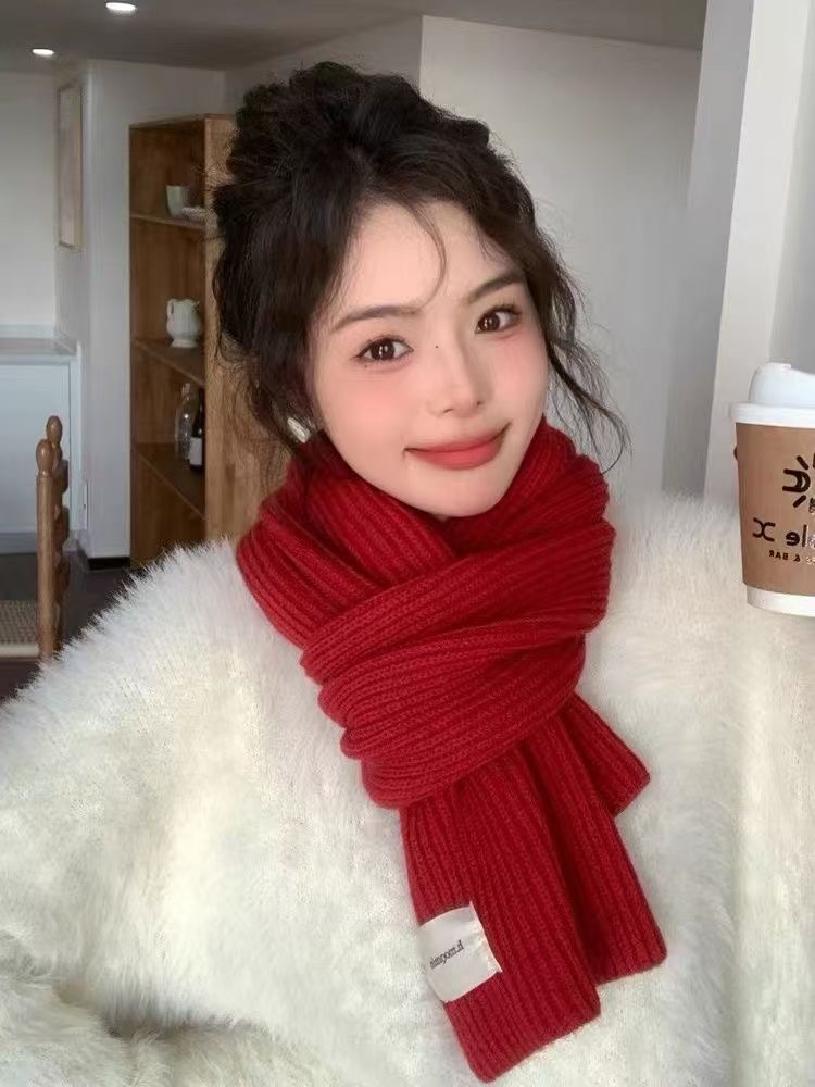 秋冬围巾情侣新款韩版冬季纯色保暖高级加厚百搭毛线学生针织围脖
