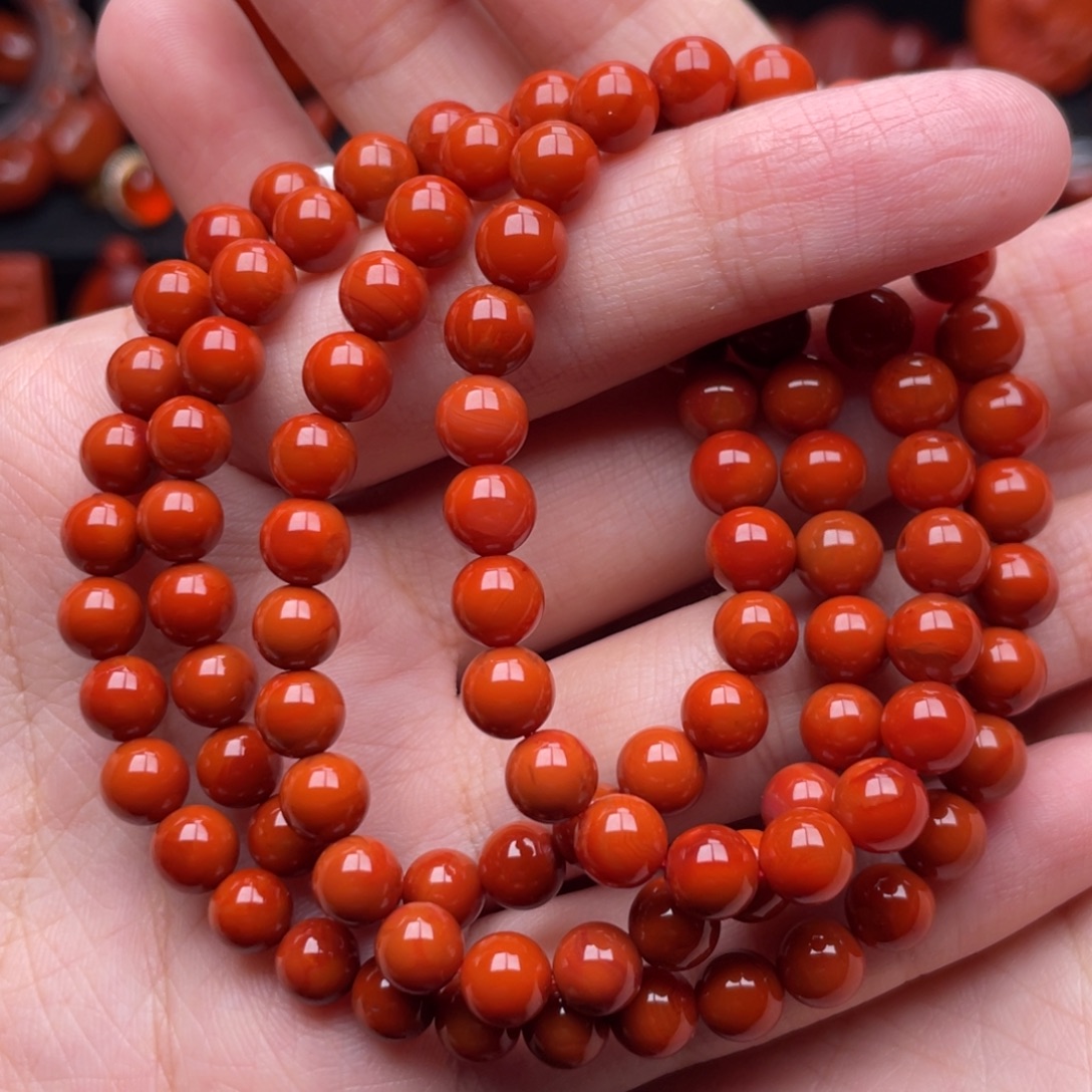 南红玛瑙未镶嵌珠宝奇石多圈6.5mm