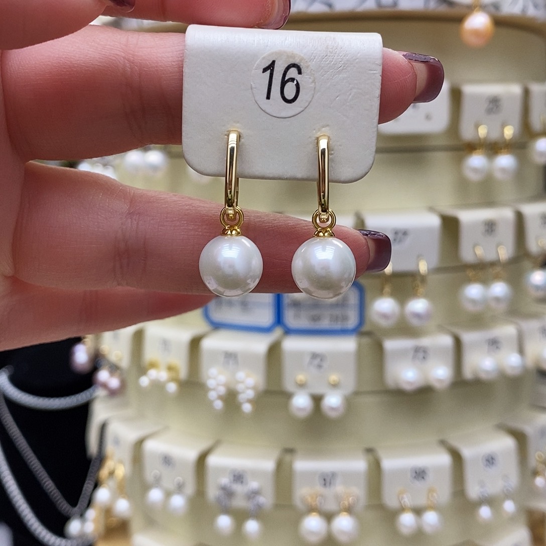 淡水珍珠耳饰银S925镶嵌