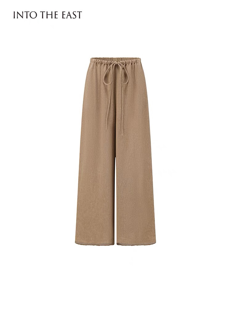 Into The East己印亚麻交织宽松直筒裤