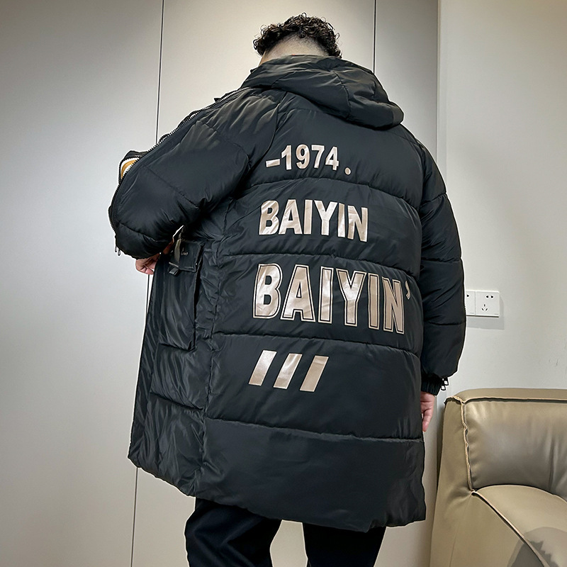 胖飞飞大码长款棉服男冬季新款加厚保暖棉衣防寒棉袄外套潮男