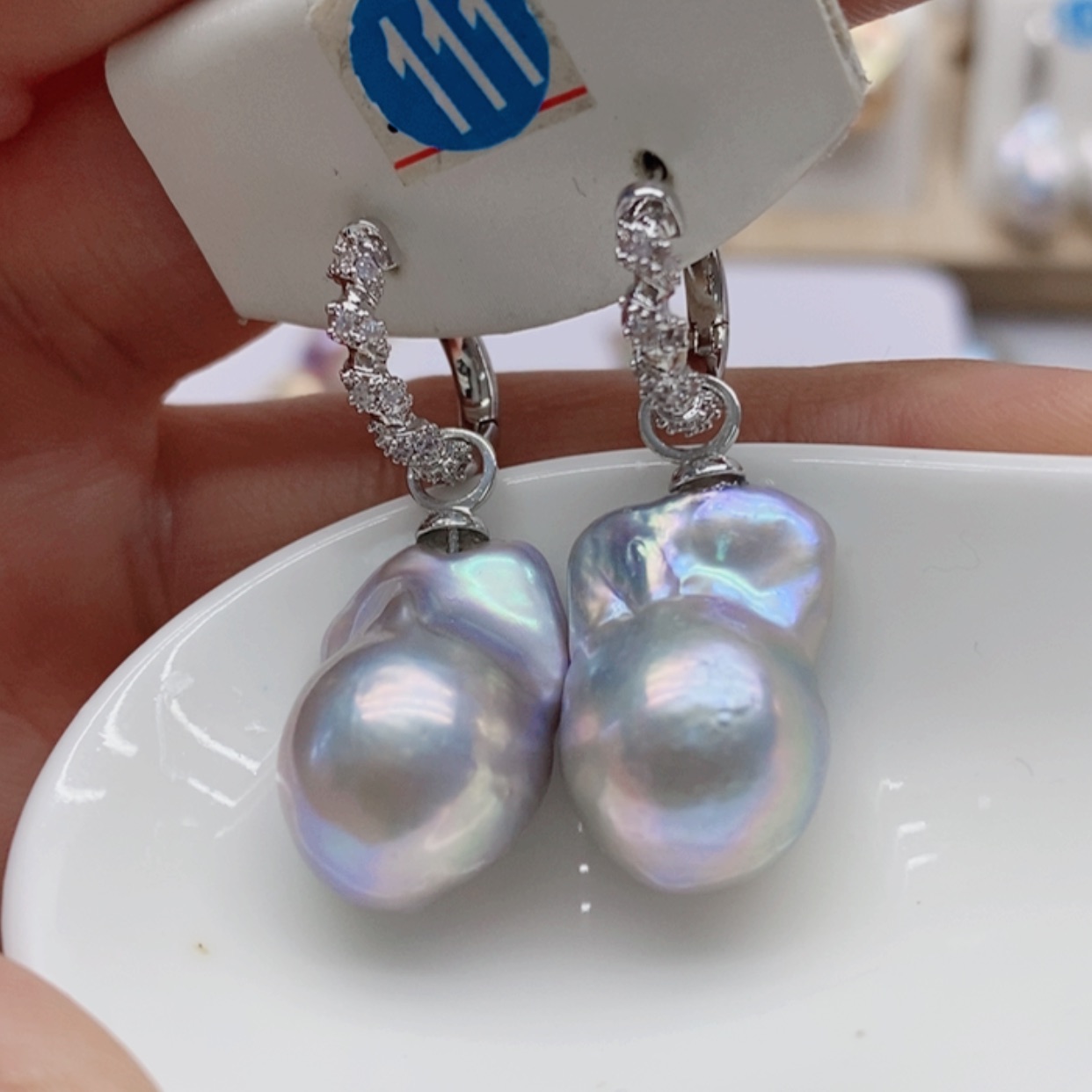 【闪购商品】银S925镶嵌淡水珍珠耳饰