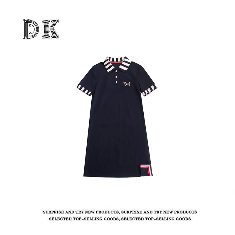 DK 2025夏季 女士休闲时尚刺绣卡通POLO领短袖连衣裙 15202