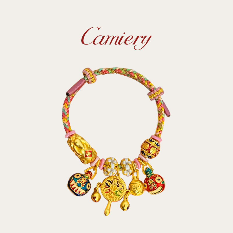 CAMIERY/卡美瑞国风时尚轻奢吞金兽拨浪鼓手链编织百搭
