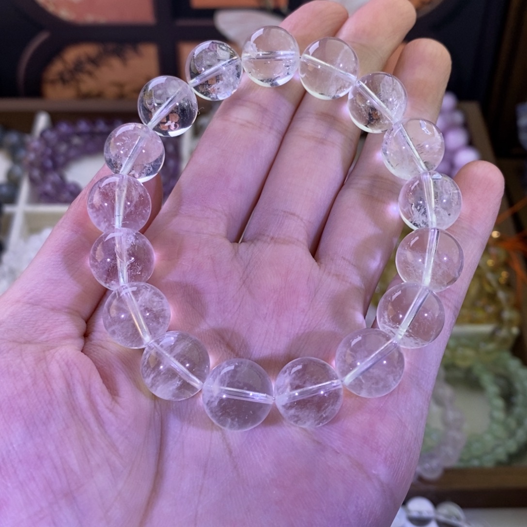 未镶嵌手链烟晶白幽灵13mm