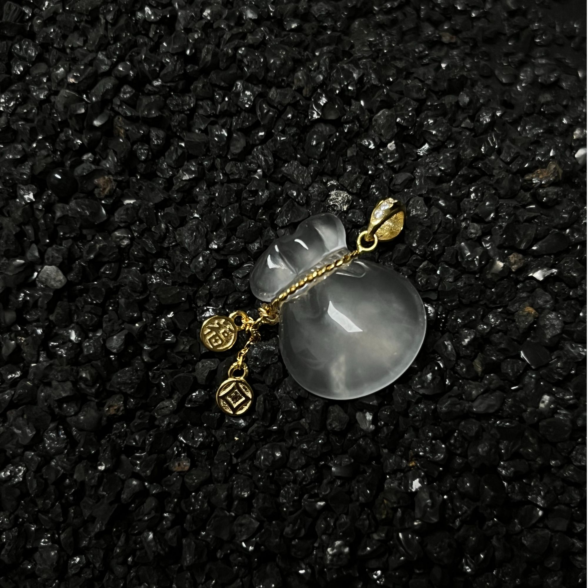 《晨晨珠宝甄选》S925银镶镀金福气满满钱袋子吊坠