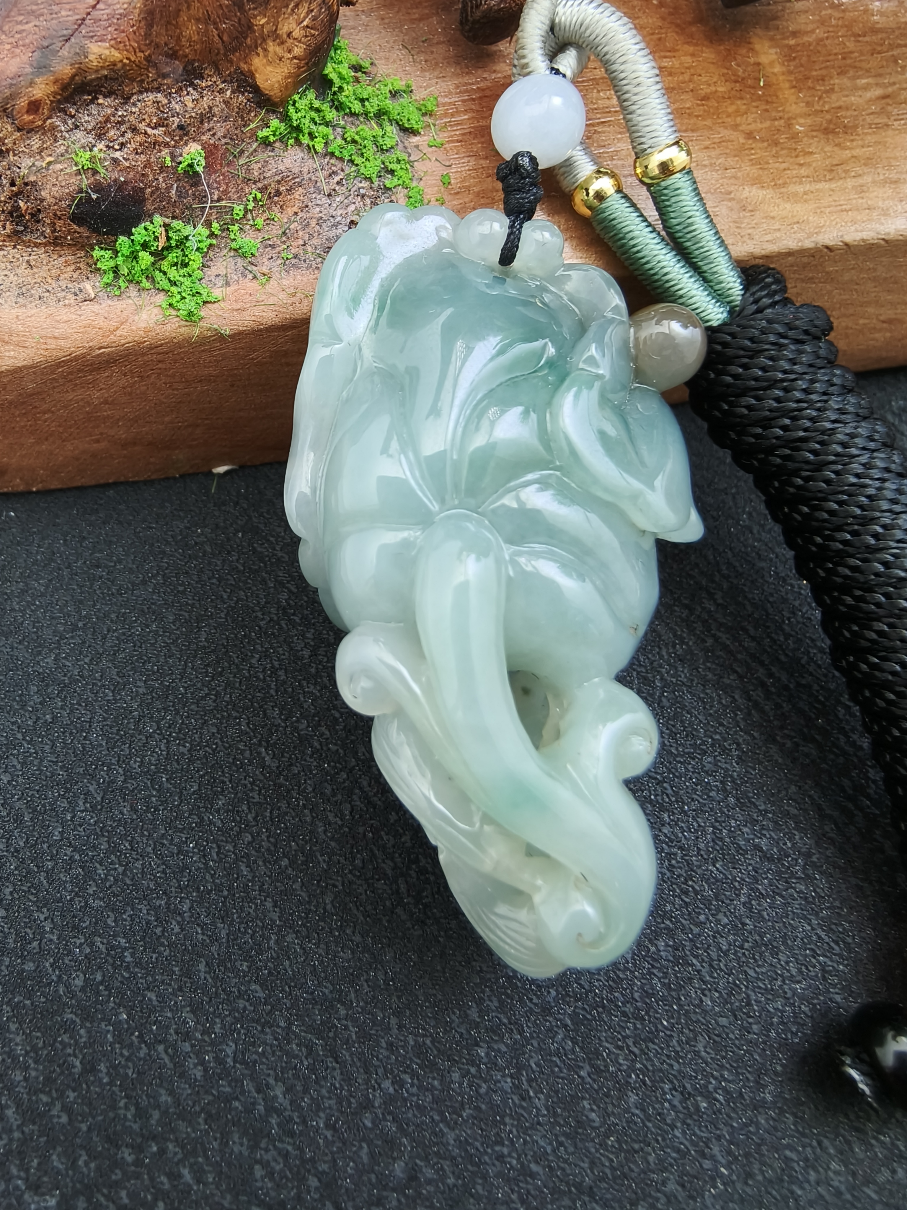 设计师手作 天然缅甸翡翠A货莲年有鱼挂件女士男士通用 美观新款