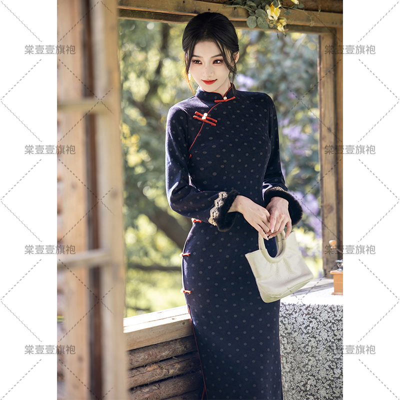 旗袍冬款加绒加厚新中式冬季年轻版微胖女生爆款2025新款日常可穿