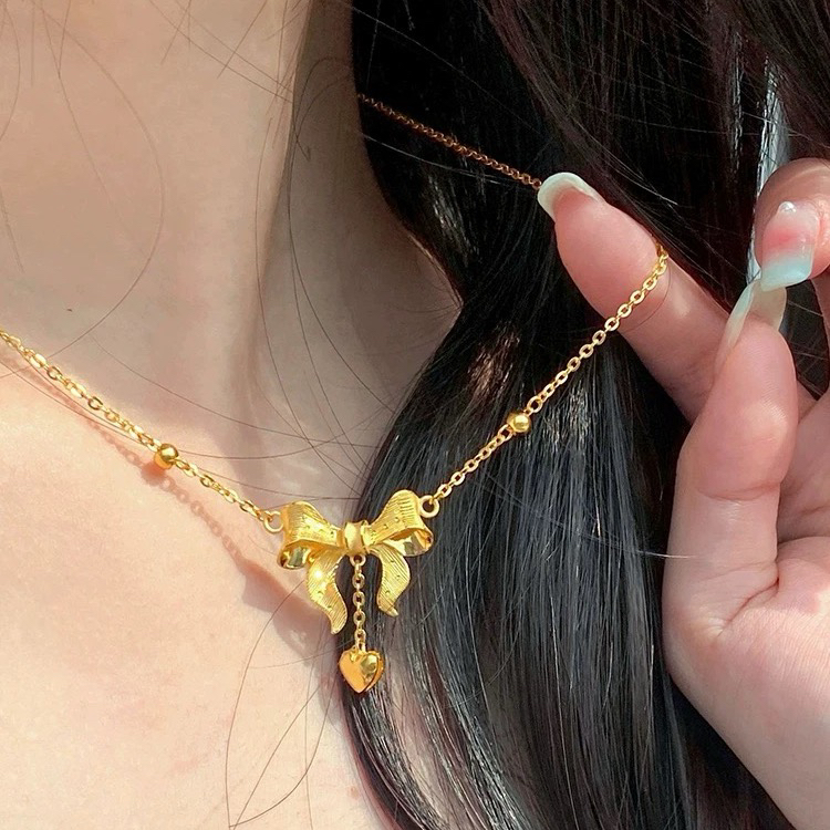 合金项链 在逃公主蝴蝶结项链女锁骨链超仙甜美