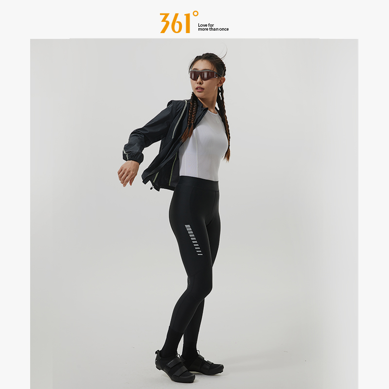 361°滨海骑遇系列女款速干骑行裤夏吸湿排汗高弹高密黑色骑行长裤