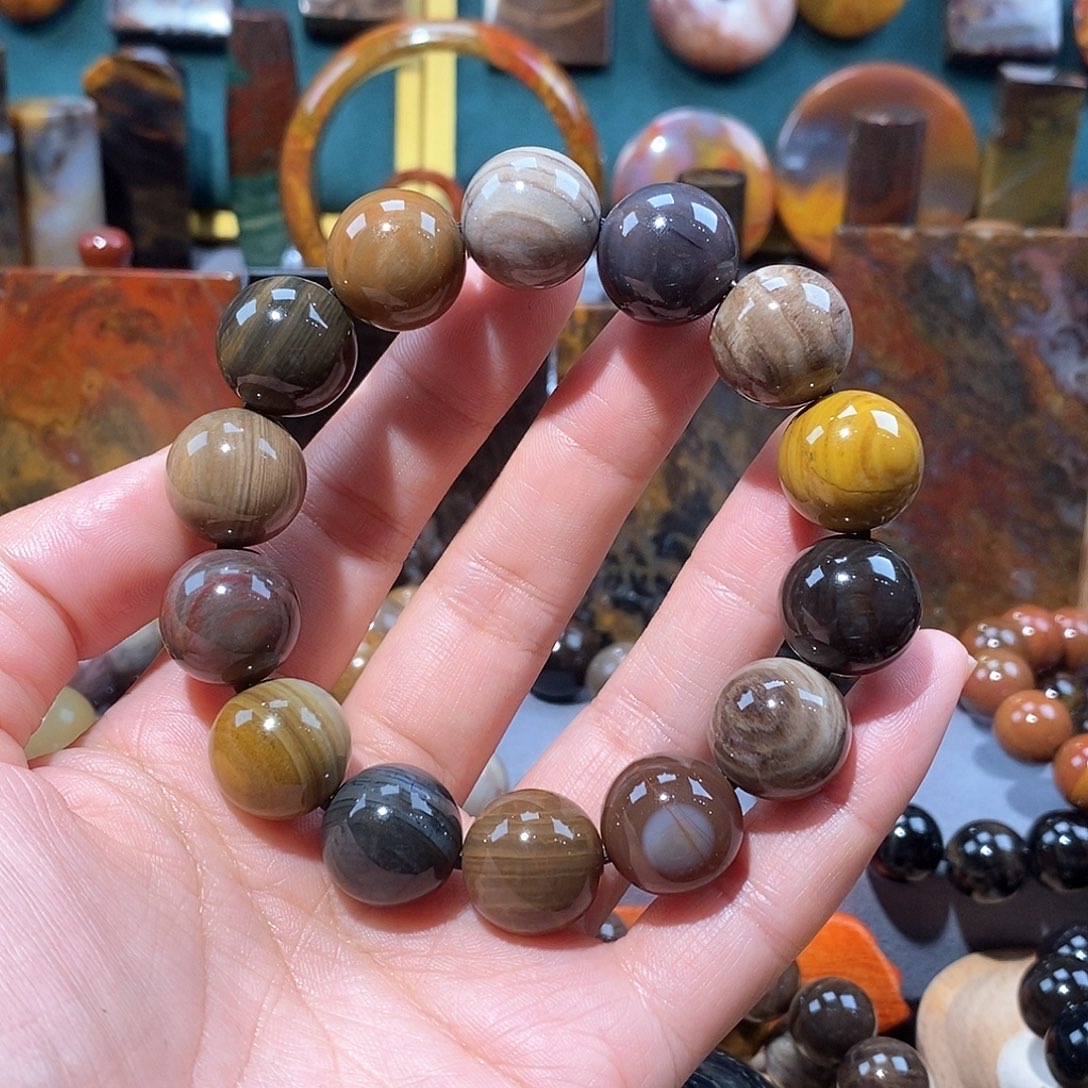 硅化玉天然北票硅化玉手串未镶嵌清***@天然北票硅化玉手串