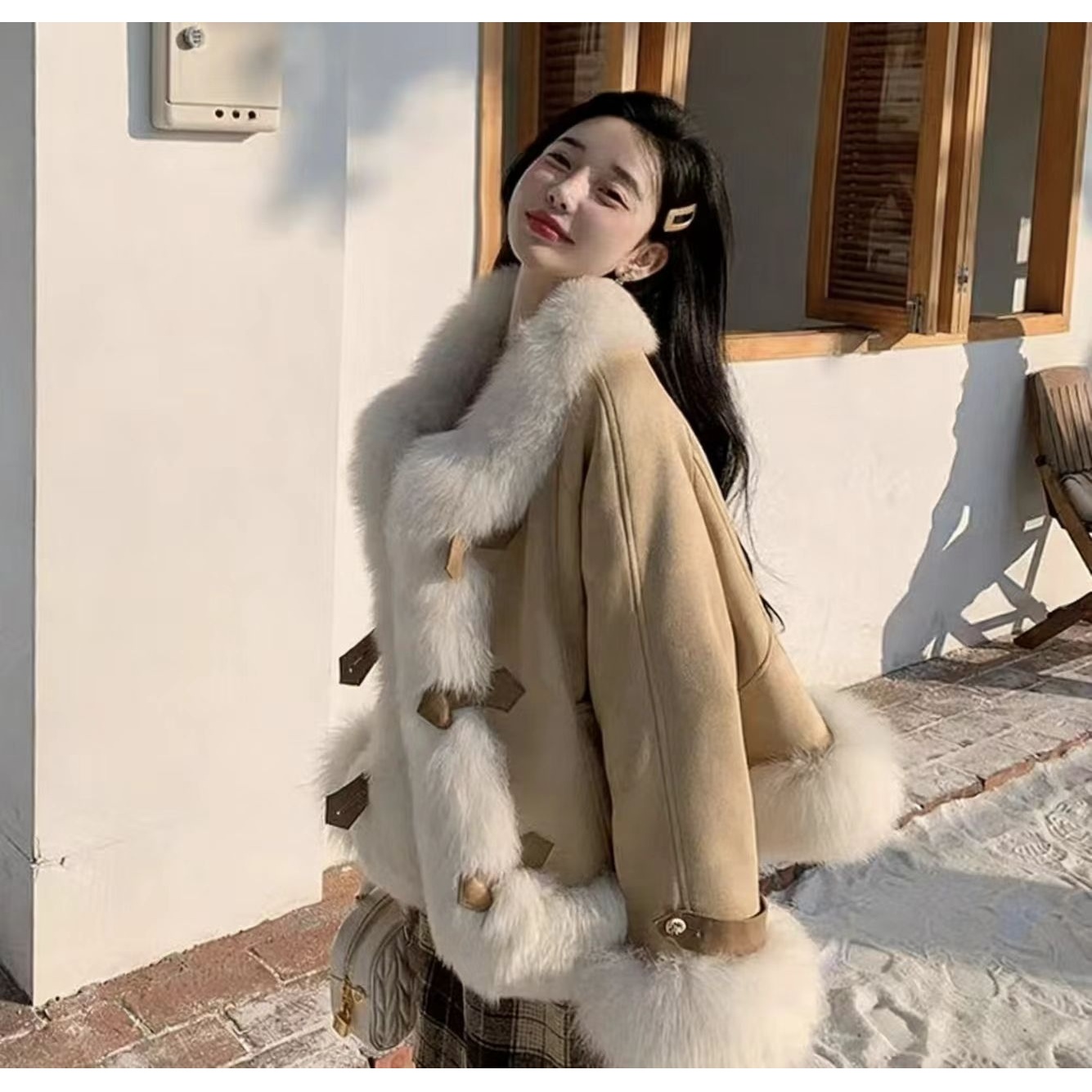 【3811-3820编码】网红时尚加绒保暖白塔韩版春秋冬女装外套