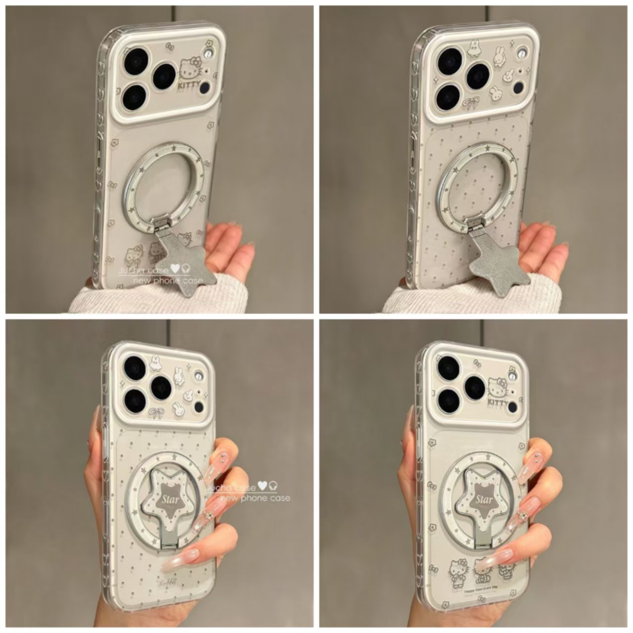 透明米菲兔支架苹果17Promax手机壳iPhone16Pro女15华为/OPPO