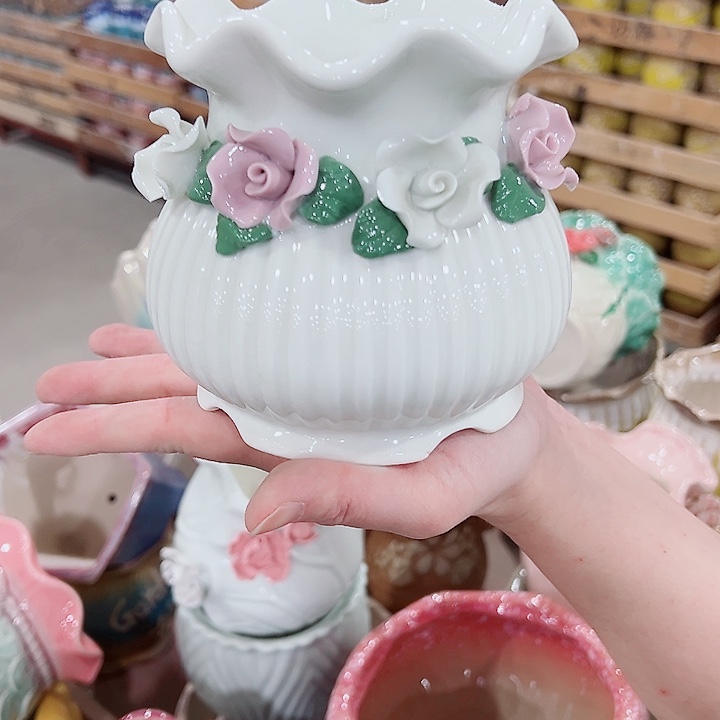 有孔，凑单福利满10元发货陶瓷多肉花盆！