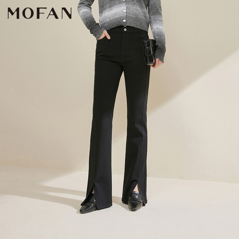 【李不了专属】MOFAN摩凡冬新款黑色牛仔裤MDN383774