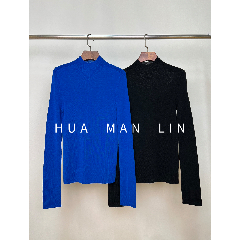 【花满林】两色高领净版秋冬打底绵羊毛上衣23902
