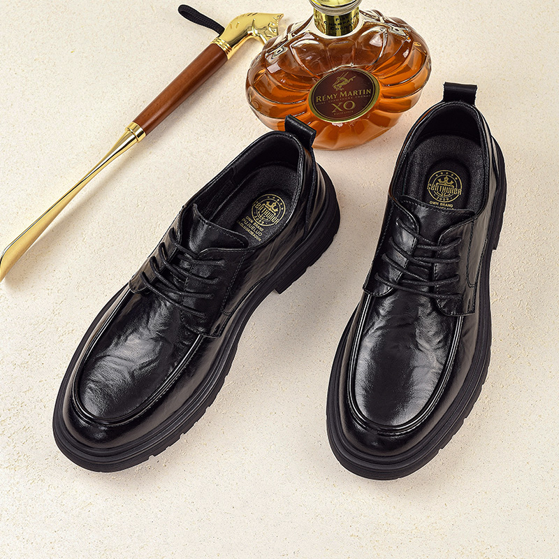 1611男士皮鞋新款系带透气休闲百搭正装软底时尚舒适潮流青年男鞋