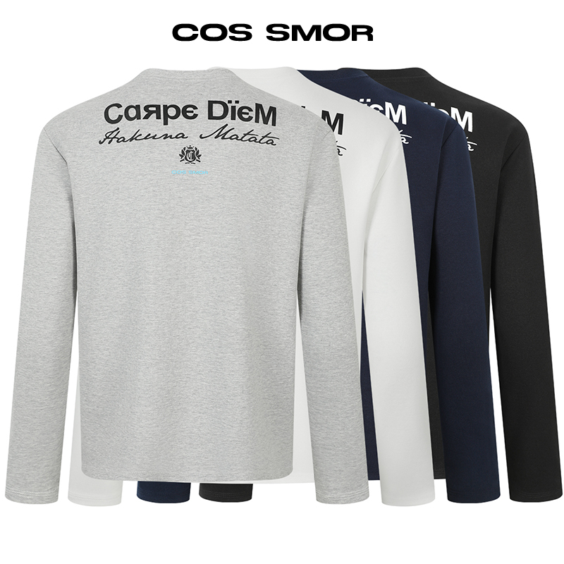 COSSMOR 25AW拉丁背后印花标语长袖T恤休闲百搭秋美式复古长袖