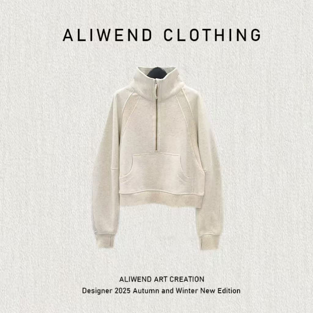 2025新款运动风短款长袖拉链套头加绒立领卫衣-251153