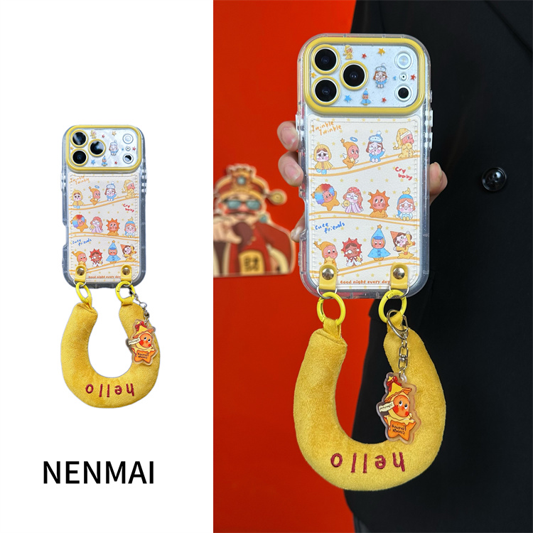 趣味皮质彩色雨衣星星人适用iPhone17promax手机壳16pro腕带挂件