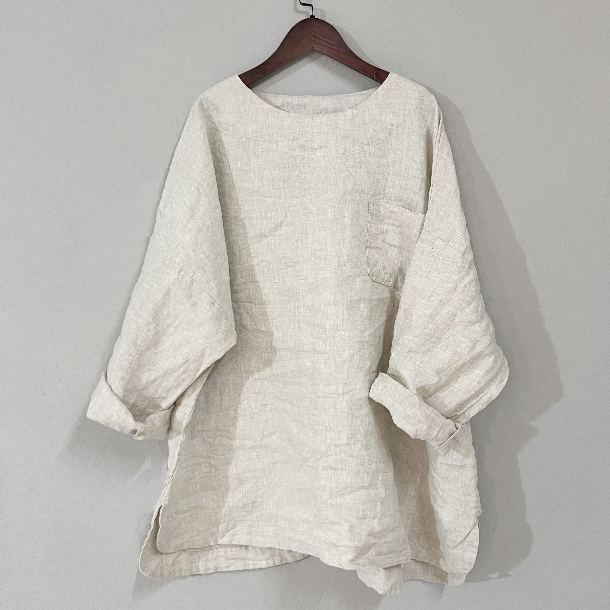 【二囍古朴】25111901亚麻套头单口袋上衣