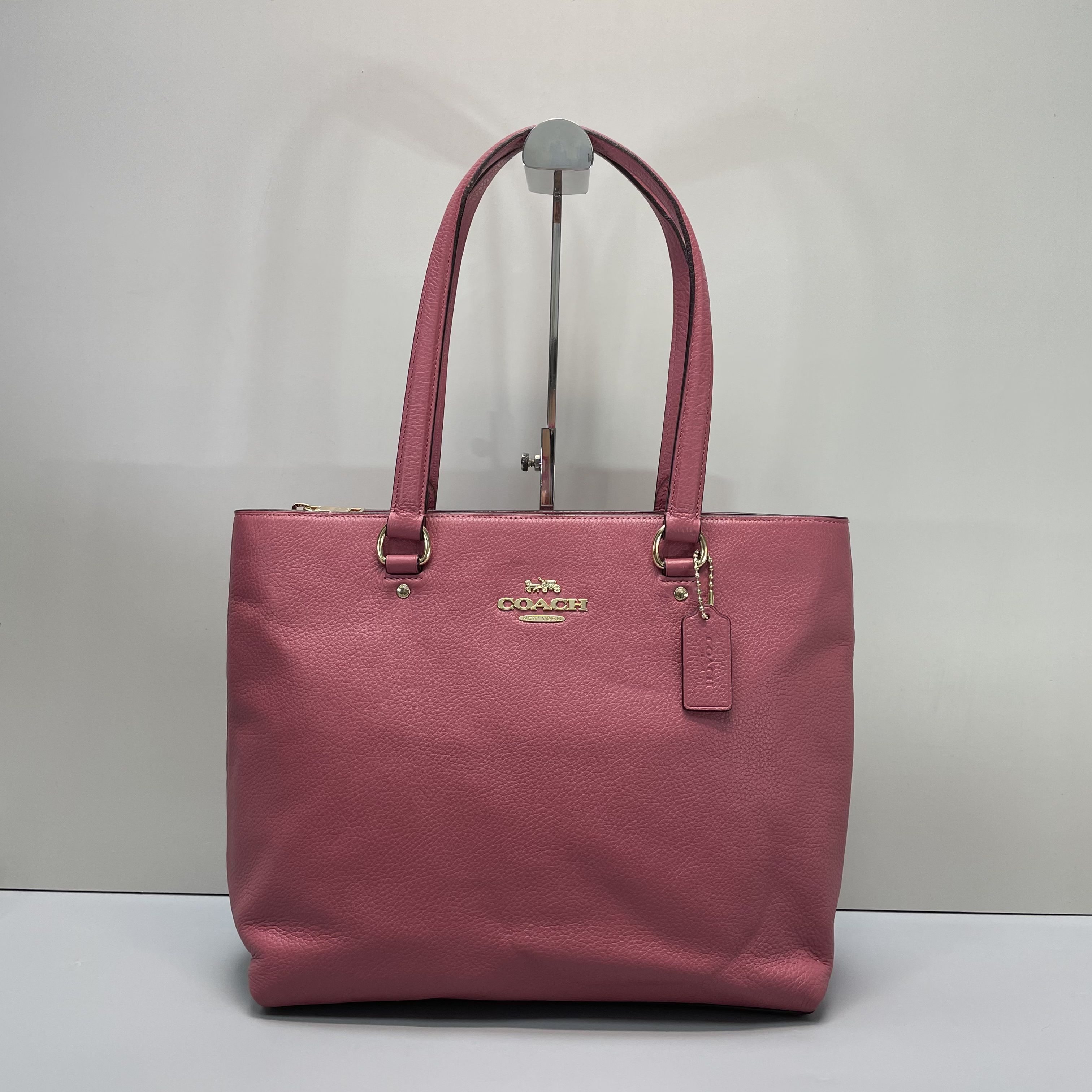 95新 COACH/蔻驰 小林/粉色托特包31*28*12cmB011212