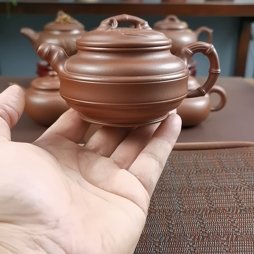 茶壶紫砂底槽清双线足鼓200CC