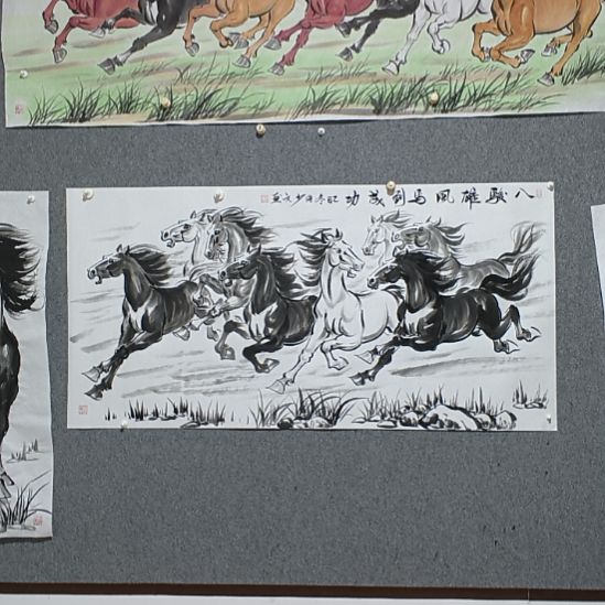八骏雄风马到成功国画