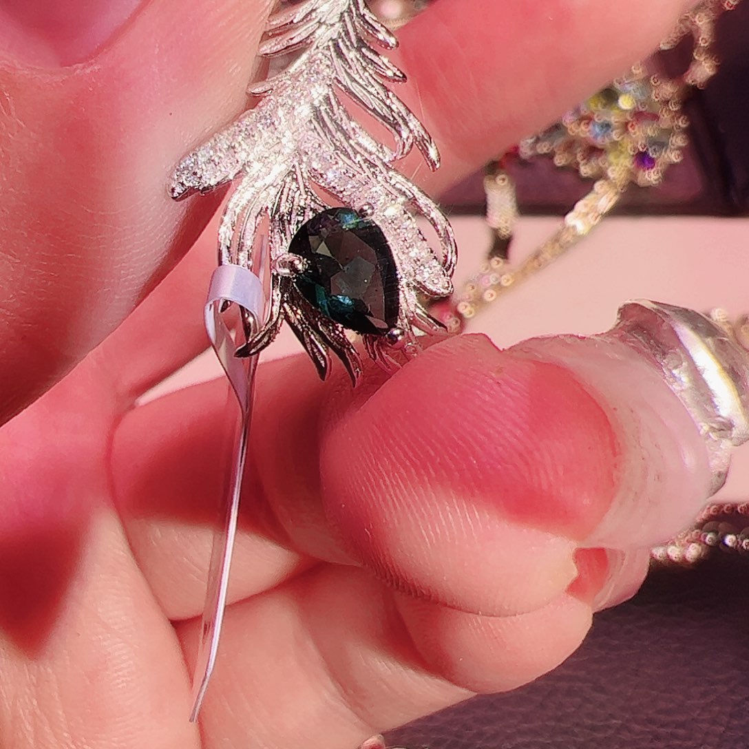 碧玺碧玺吊坠银S925镶嵌