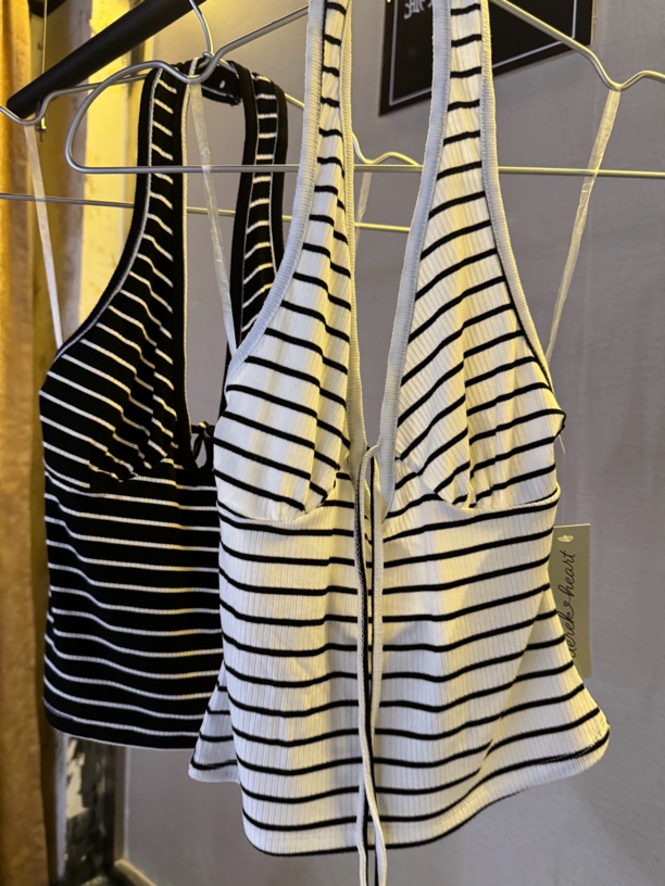 辣妹条纹小挂脖no退换