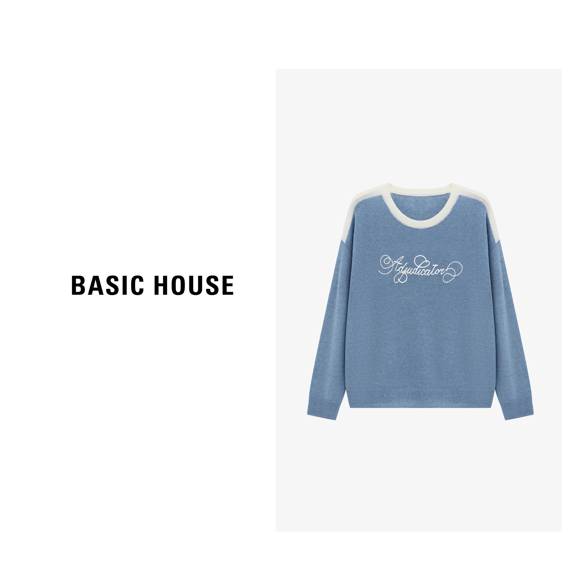 Basic House/百家好新款时尚拼接气质显瘦针织衫-B0625B5KLP2