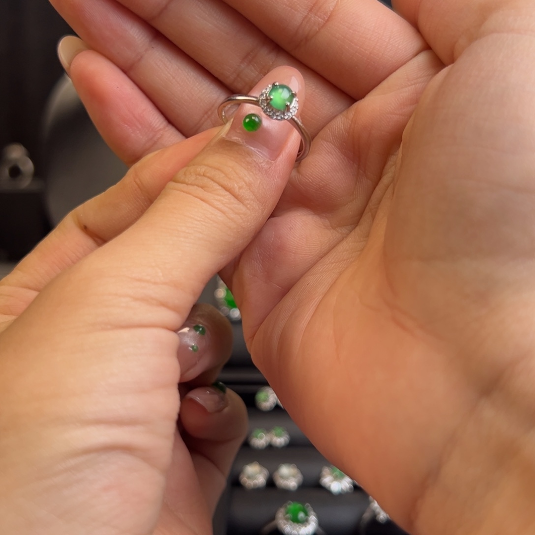 翡翠银S925镶嵌戒指