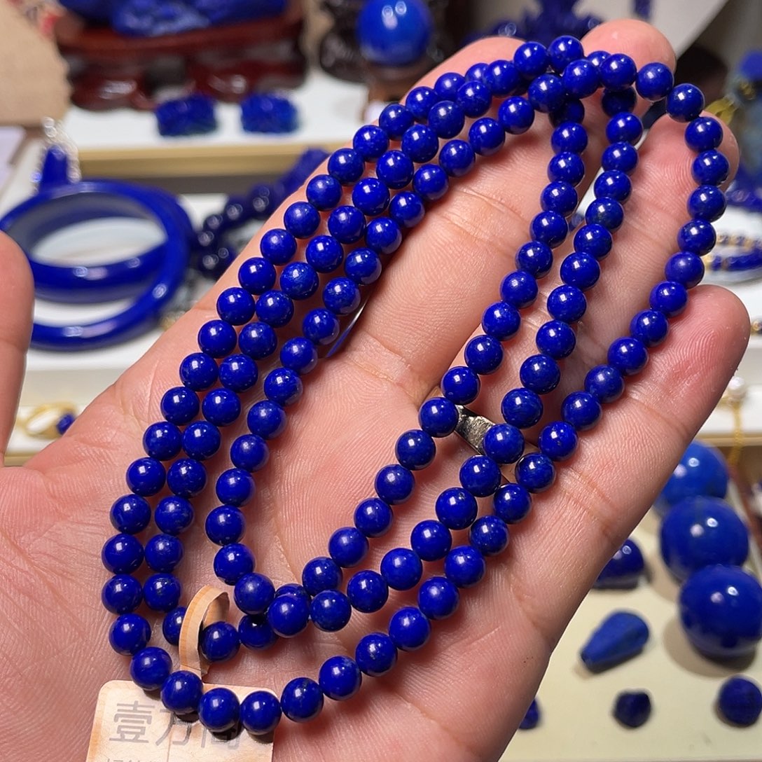 青金石未镶嵌5.8mm多圈长链