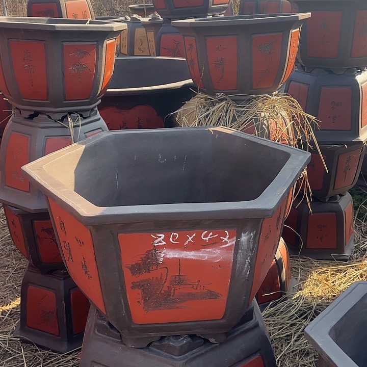 杭***高紫砂花盆口80高48