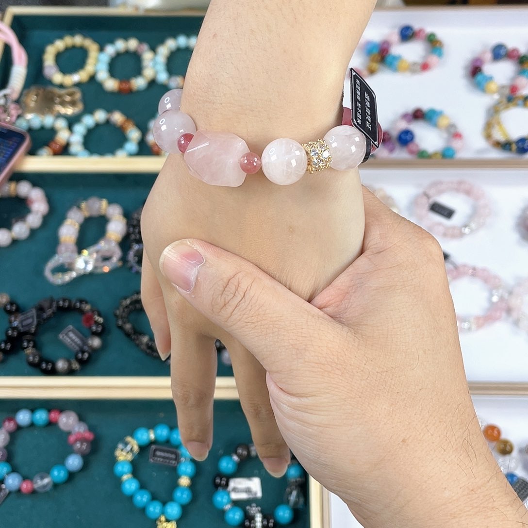 水晶手链银S925镀金镶嵌