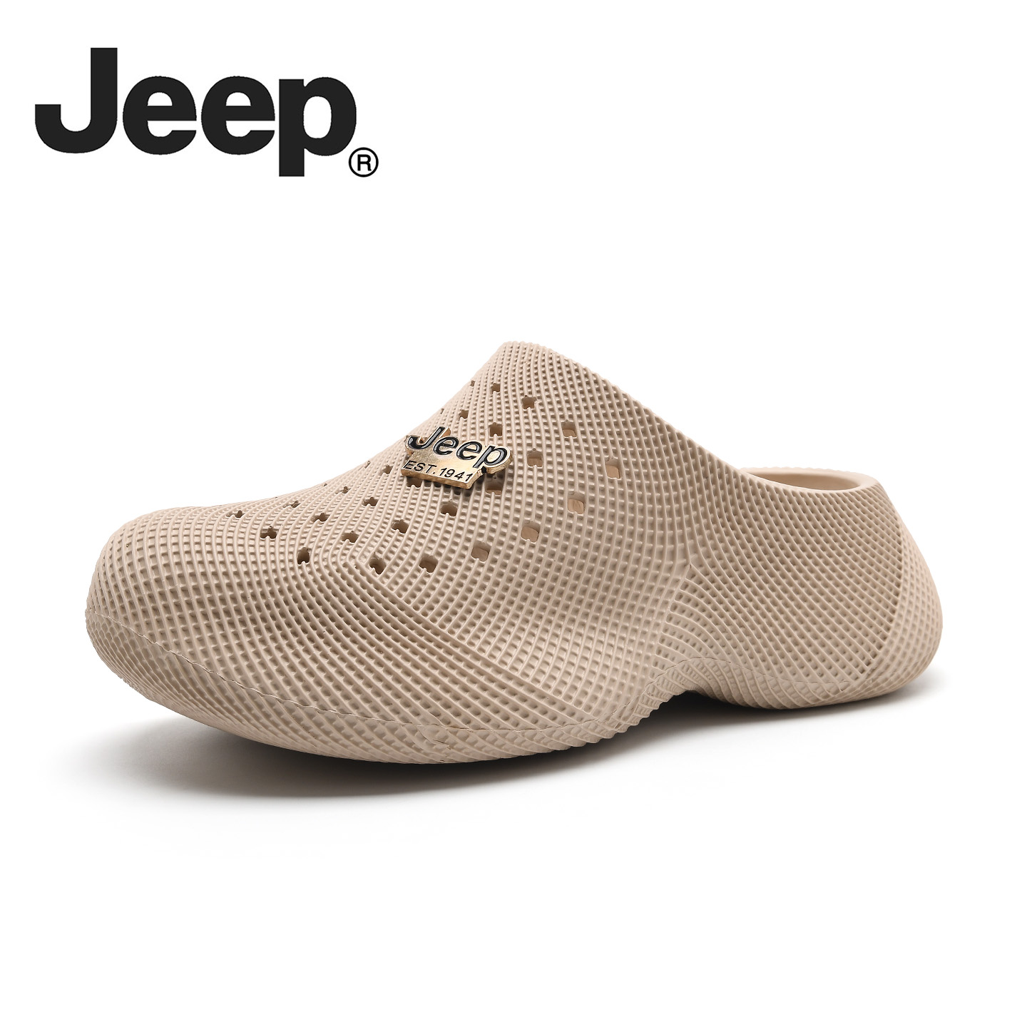 JEEP/吉普3D质感洞洞包头拖鞋情侣夏季外穿透气厚底开车沙滩凉鞋