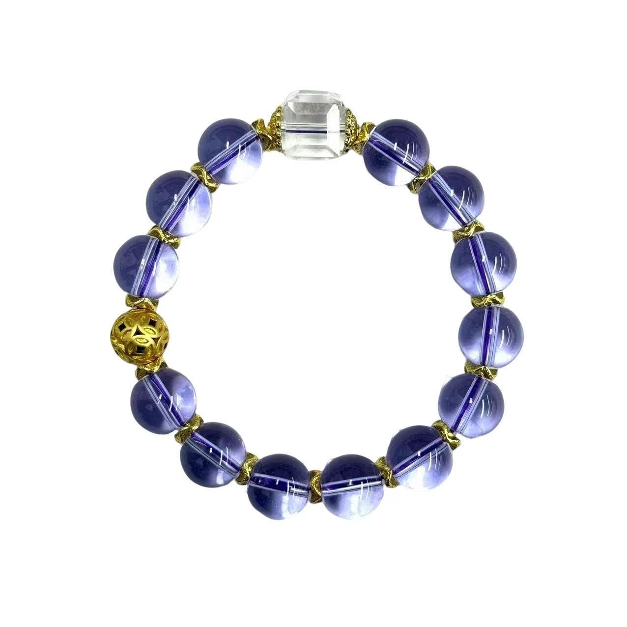 s1470-国风设计款紫水晶DIY蓝针圆珠手串-赠礼盒