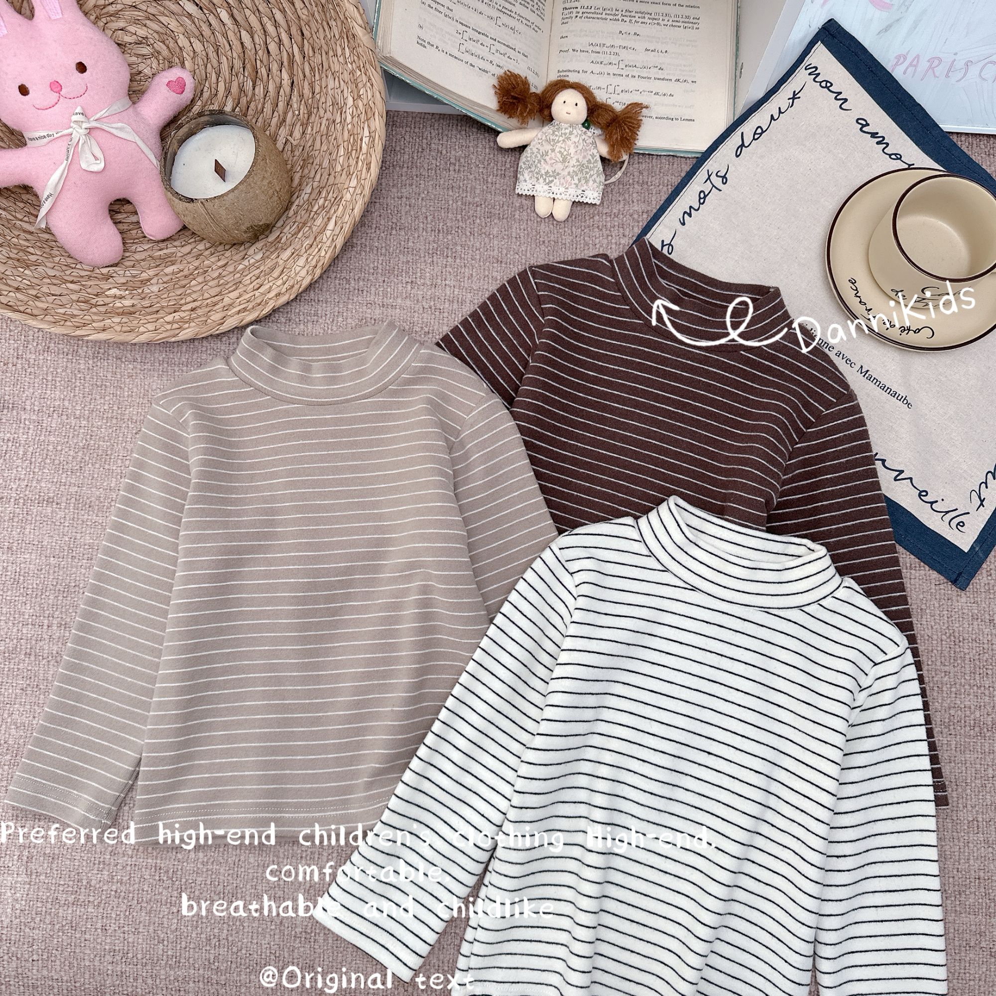 「Dannirabbit」【软芙芙】秋款&软糯好穿条纹女童汉服打底衫【G-5463】