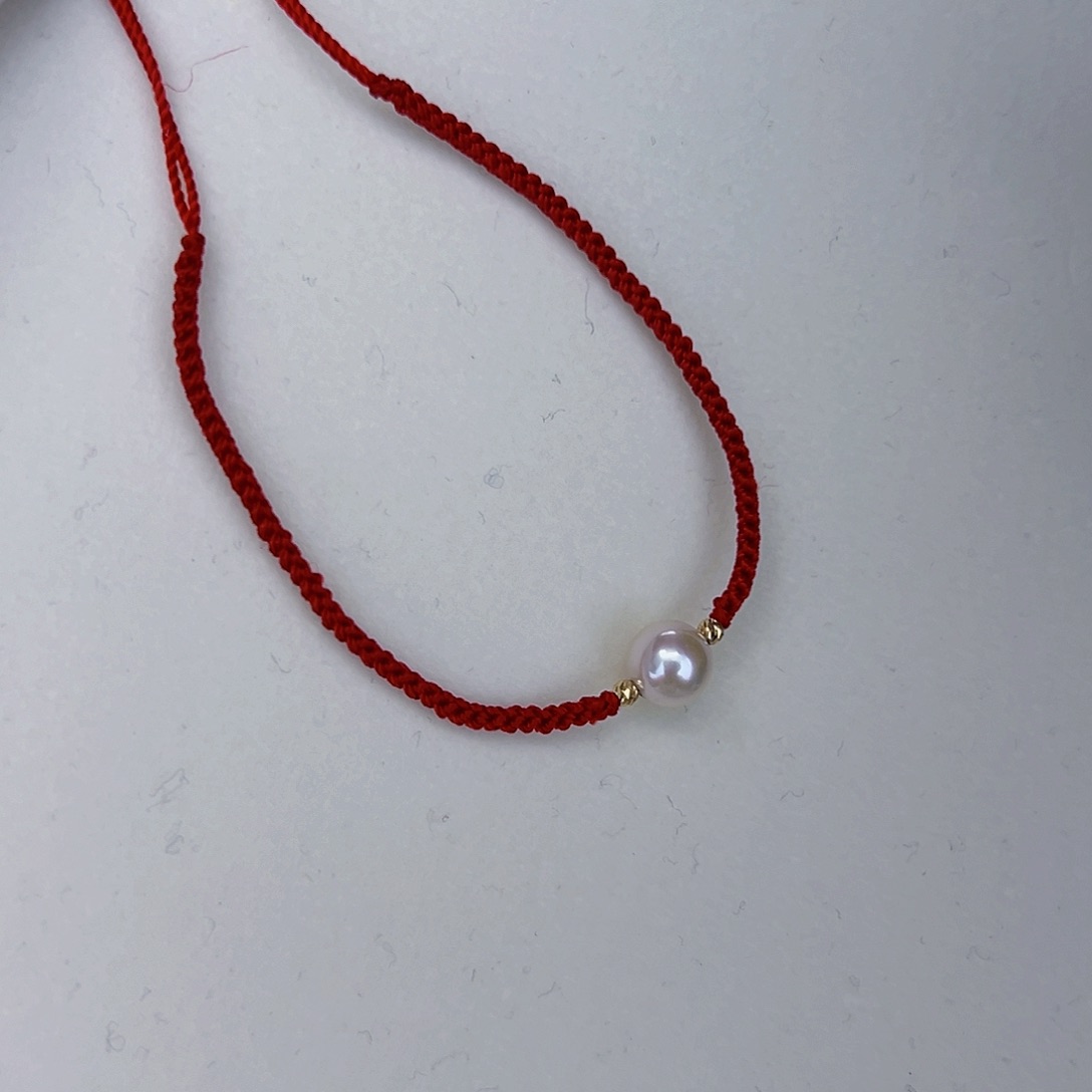 海水珍珠海水akoya红绳手链7-8mm未镶嵌一**人