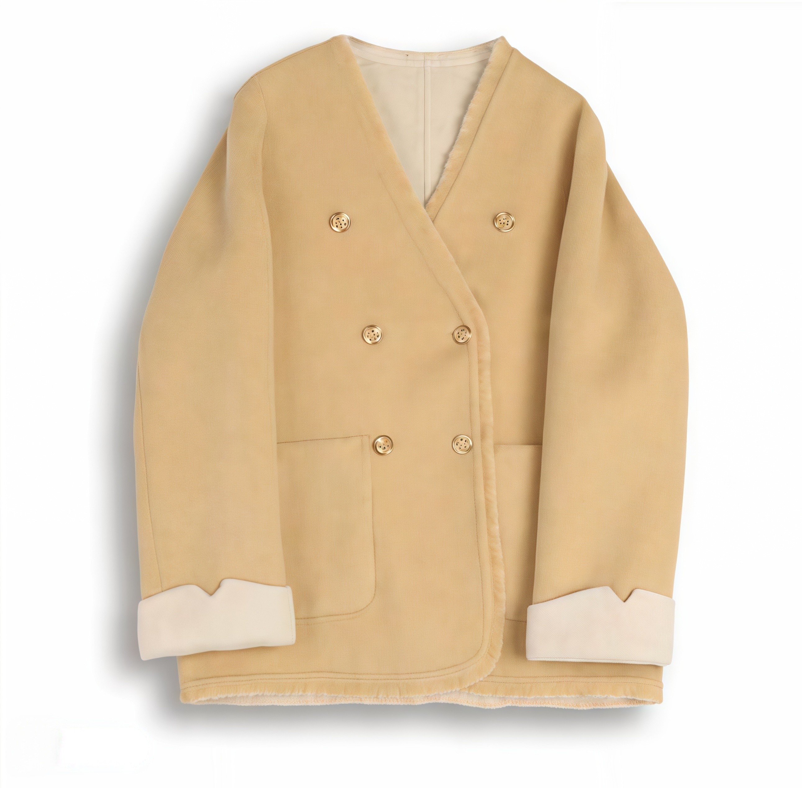 2025新款双面呢拼色小香风短款时尚外套2522