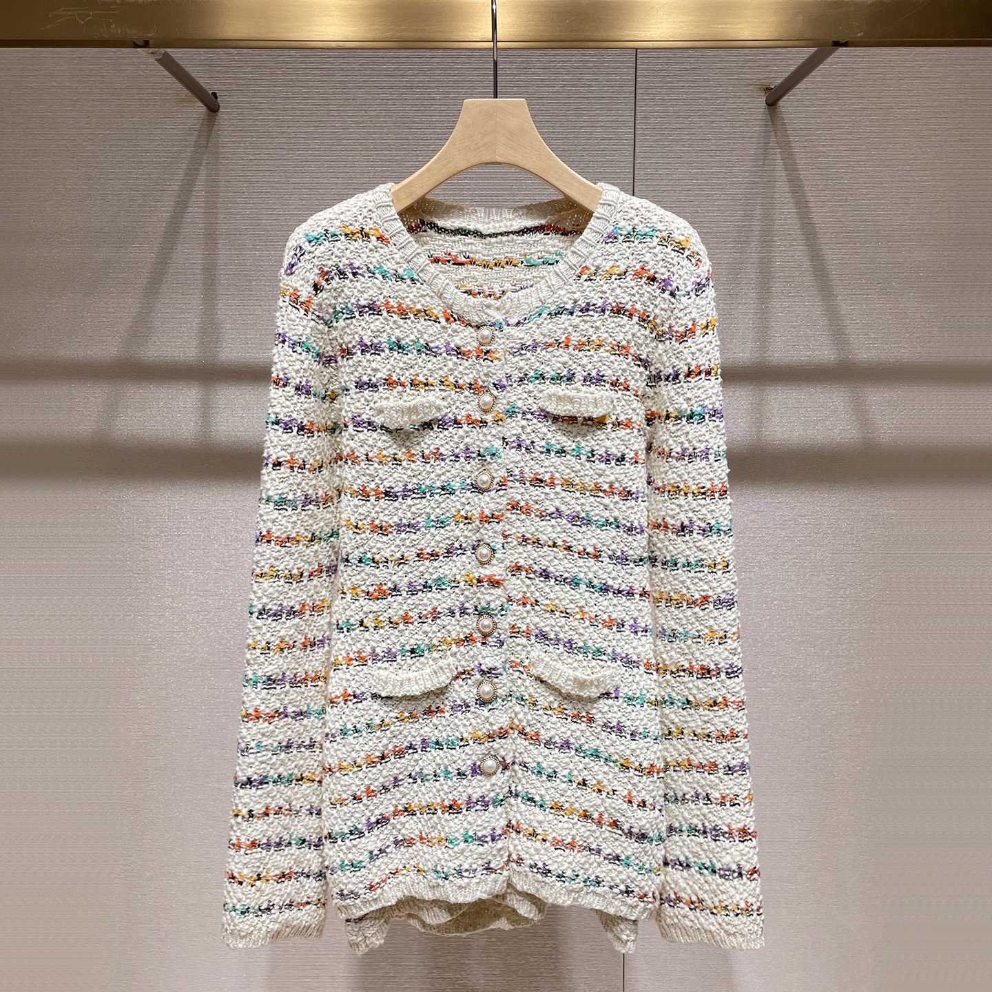 氛围感小香风针织衫套装2025秋冬新款气质绝美条纹开衫包臀半身裙